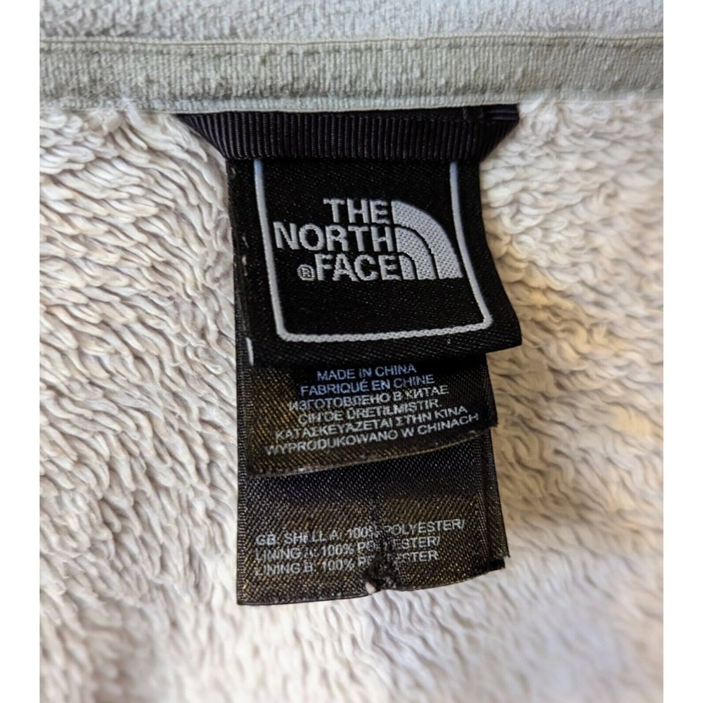 North Face Jacket Womens Small White Taupe Osito Fleece Faux Fur Full Zip Fuzzy - Picture 3 of 3